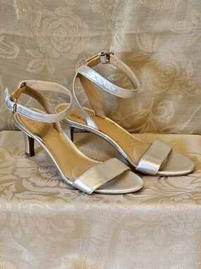 Naturalizer Metallic Silver Ankle-Strap Dress Sandals